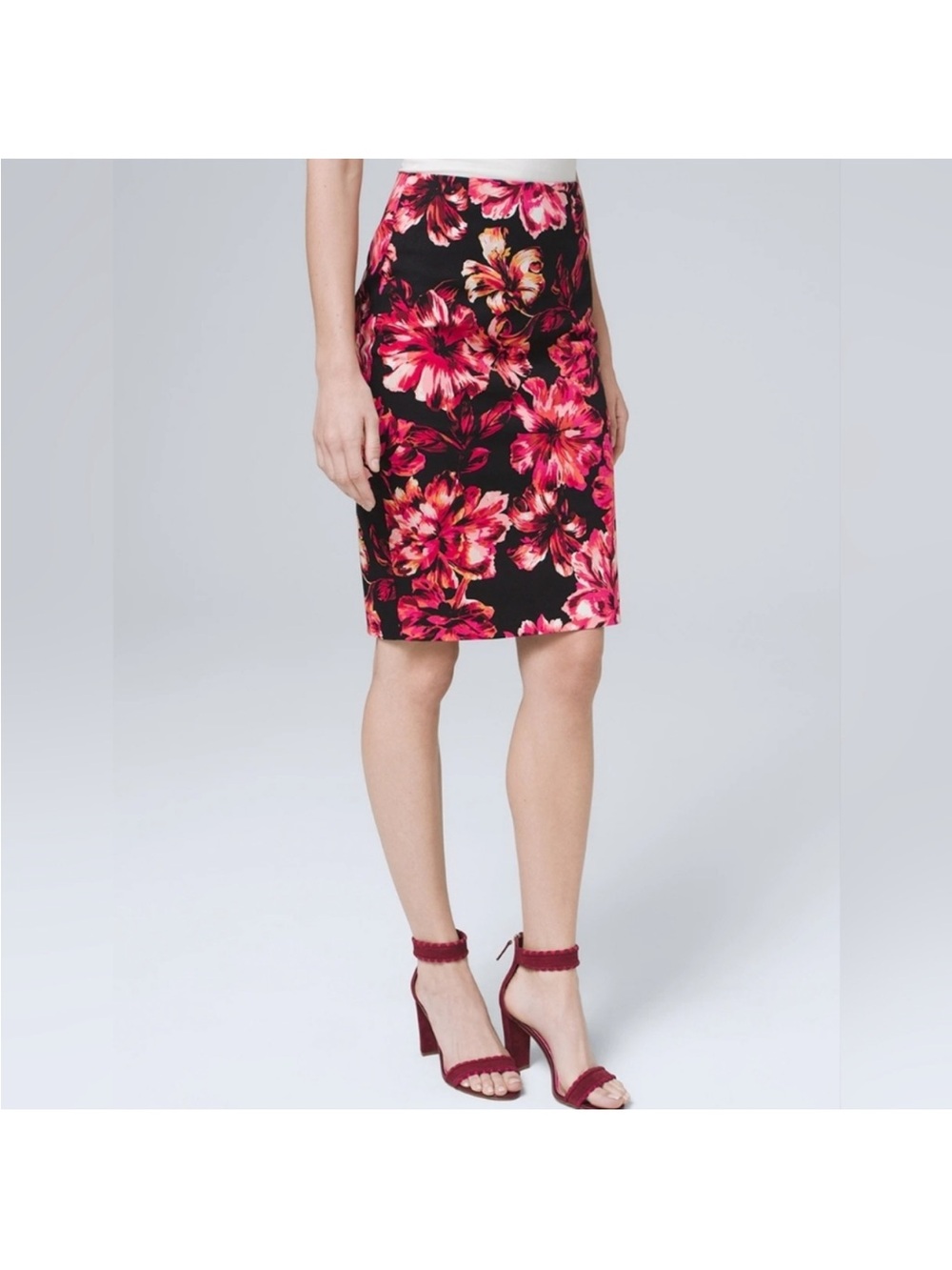 WHITE HOUSE BLACK MARKET Pink Floral Pencil Skirt Women’s 8